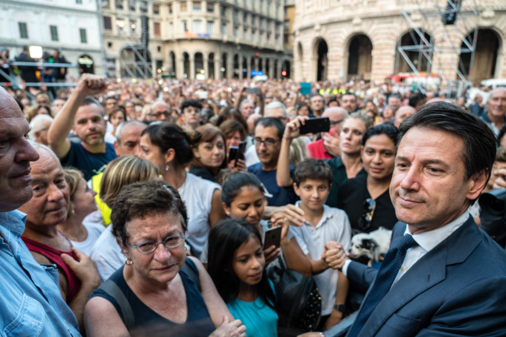 Commemorazione vittime del crollo Ponte Morandi in Piazza De Ferrari